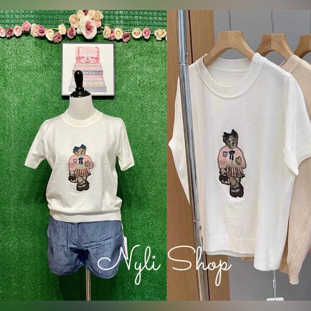 🌷Brand New knitted Bear Top Can Fit Sm up to L Soft Stretchy - Picture 2 of 6